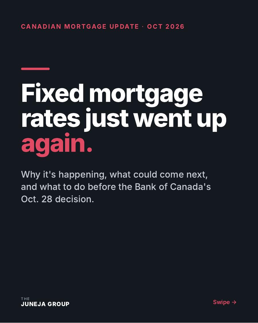 Canadian mortgage update — fixed mortgage rates just went up again